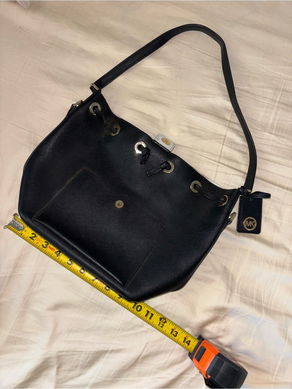 Michael Kors Black Leather Drawstring Shoulder Bag